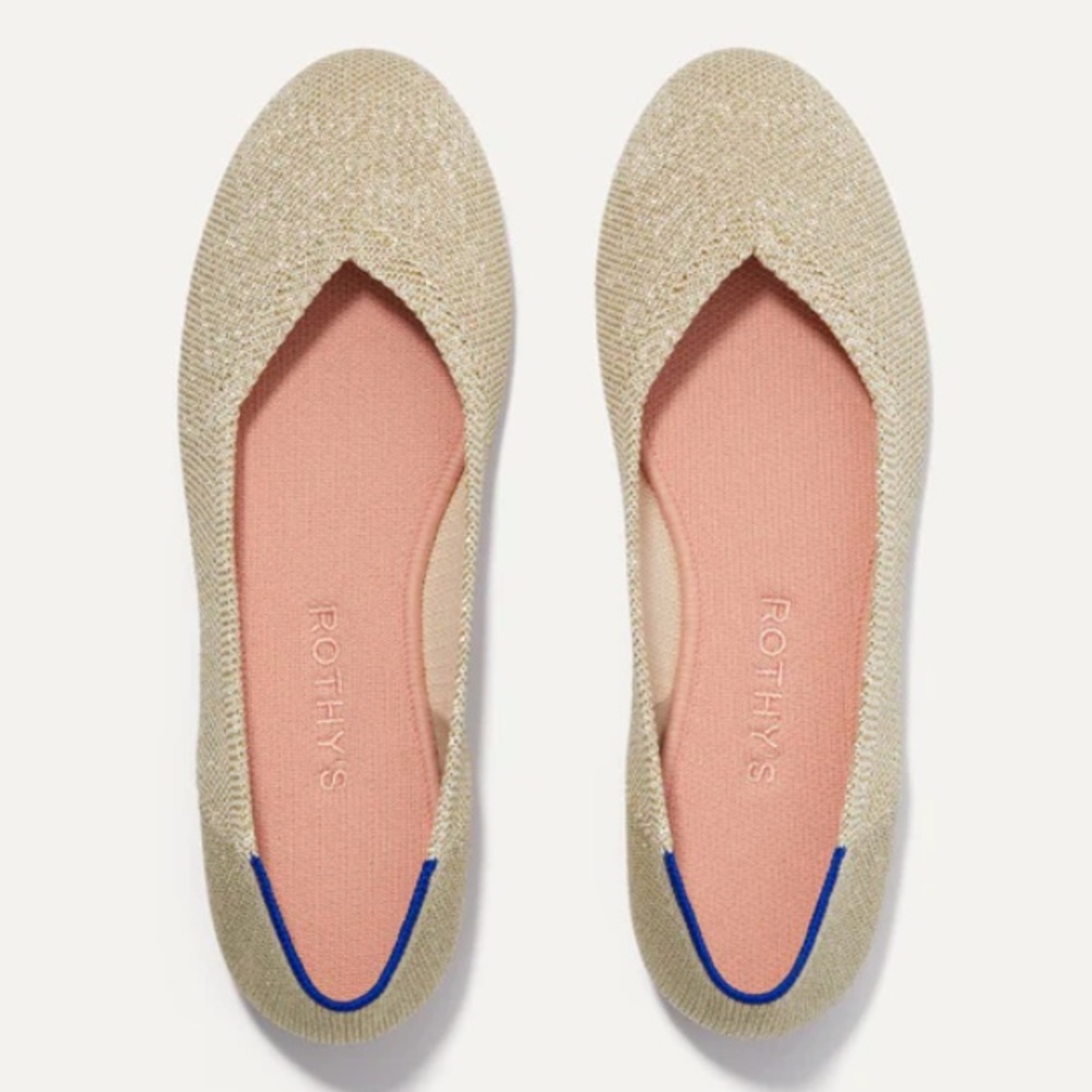Rothy’s - The Flat in Light Gold Metallic, Size 7.5 (new)